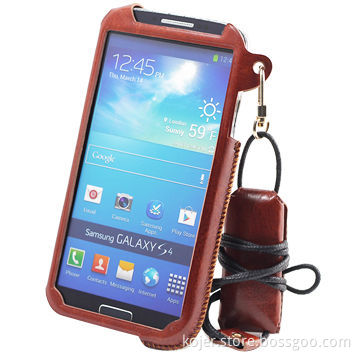 Mobile Phone Leather Pouch for Samsung Galaxy S4, Lanyard, OEM Orders Welcomed